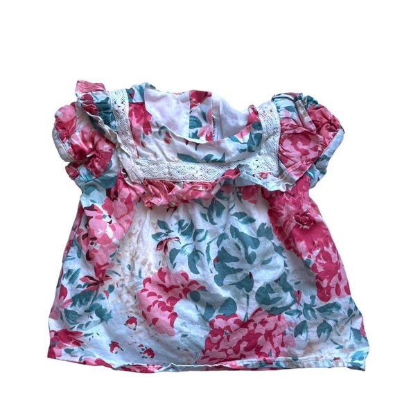 Janie & Jack 4-Piece Baby Girl Summer Clothes Bundle: Floral Tops & Navy Tee - Picture 14 of 14